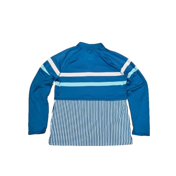 G/FORE Multi Blue Stripe Layered 1/4 Zip Mock Pullover Golf Medium A003820 - Picture 7 of 8